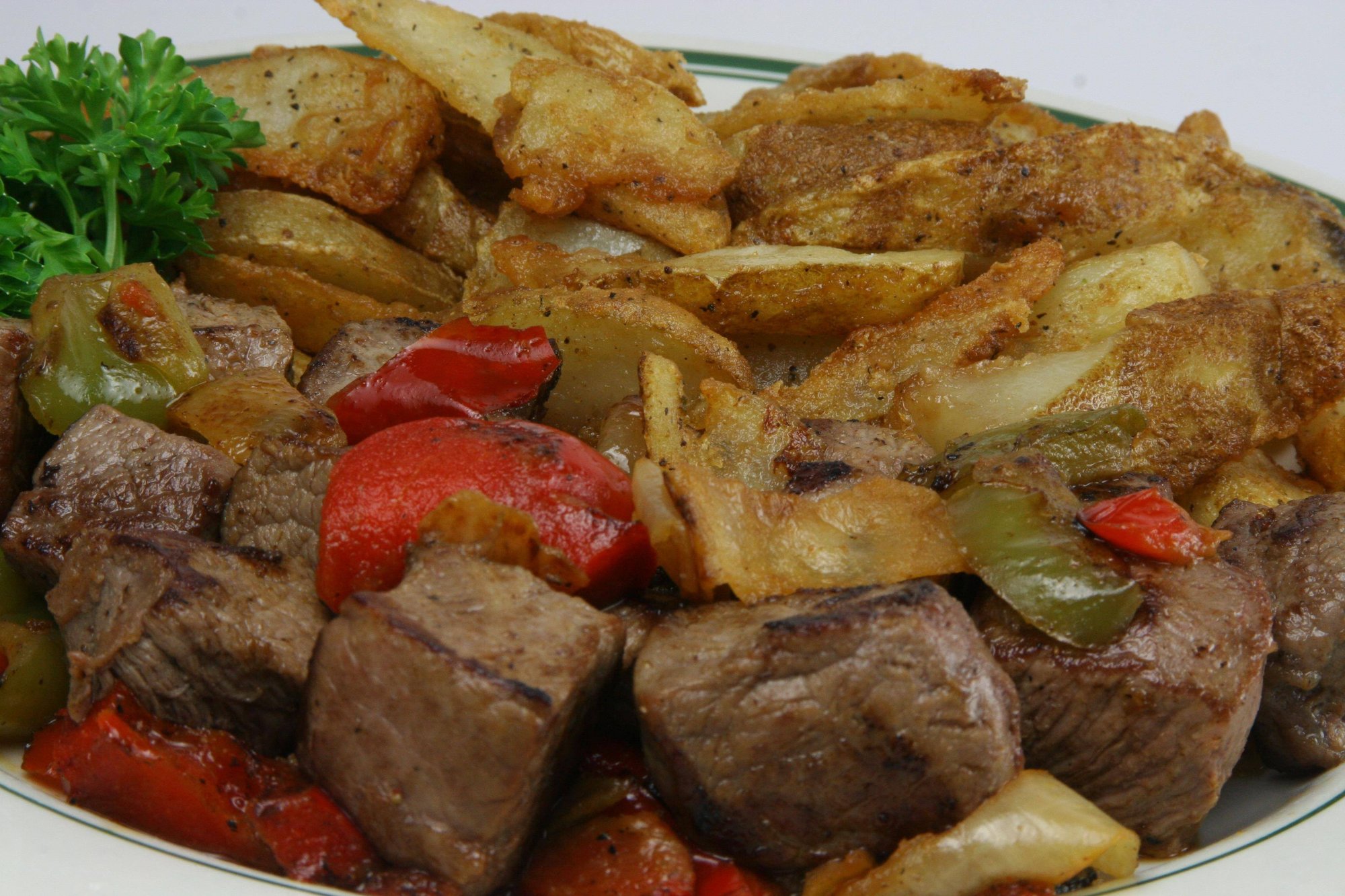 Roasted Pepper and Onion Beef Tips
